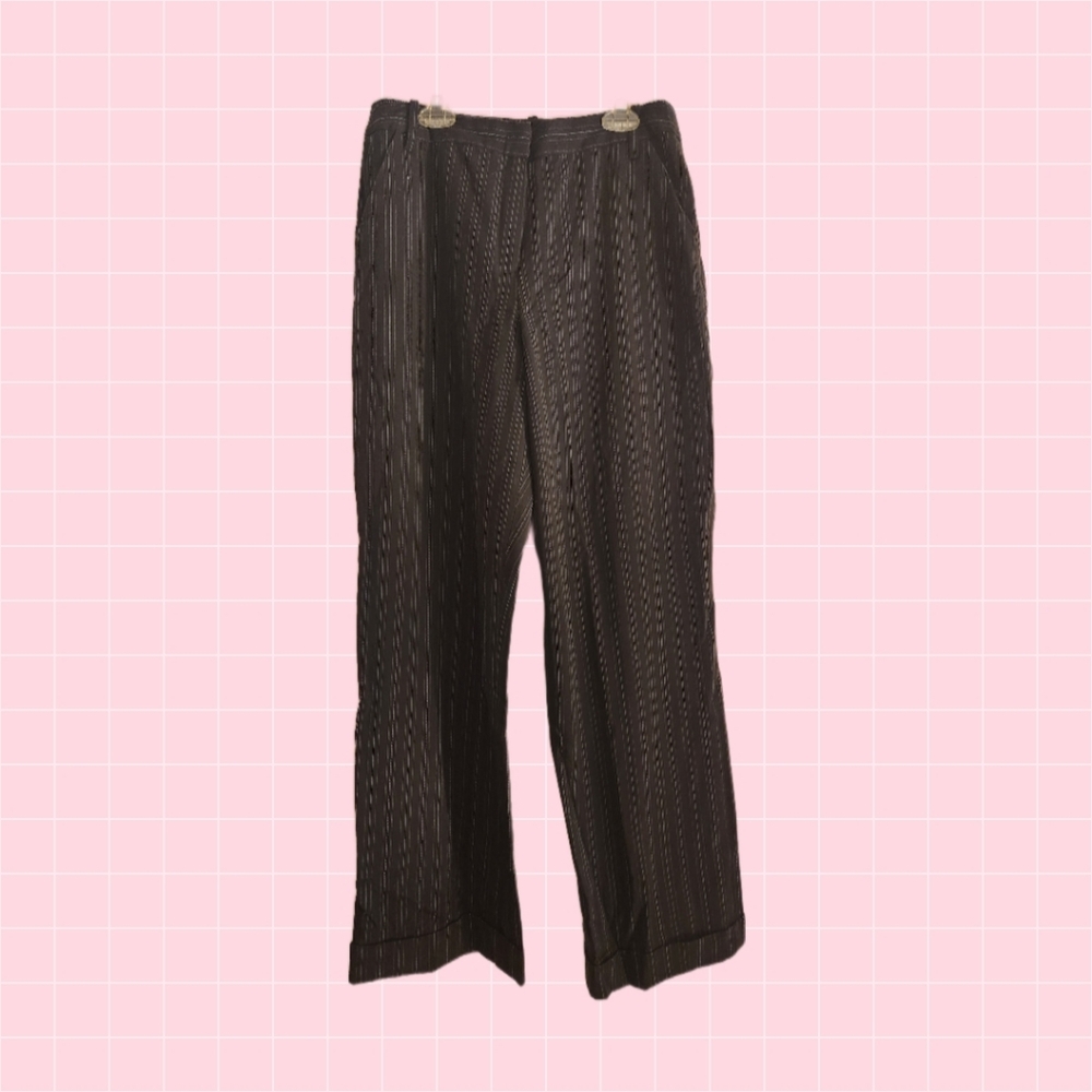 Larry Levine Black Pinstripe Stretch Pants